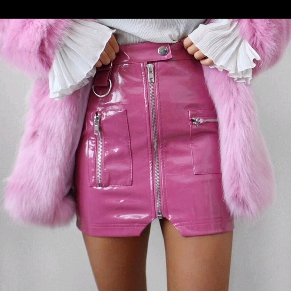 💋BUBBLEGUM ZIPPERED MINISKIRT!!